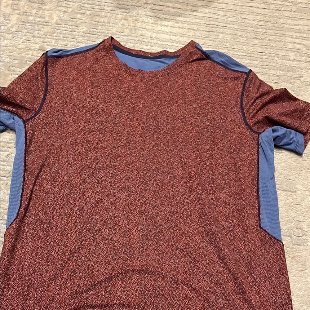 Lululemon Athletica Red and Blue Short Sleeve Running Tee